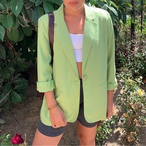 Vintage green linen blazer